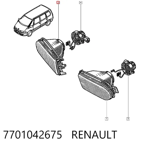 Фара противотуманная правая 7701042675 Renault (RVI)