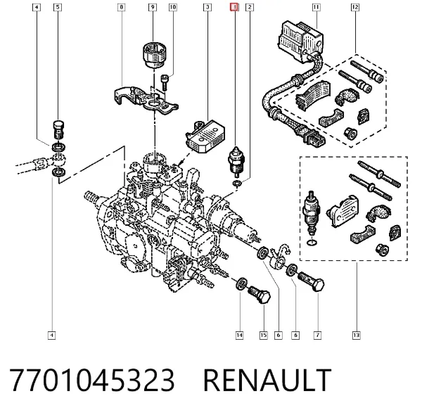 Клапан ТНВД отсечки топлива (дизель-стоп) 7701045323 Renault (RVI)