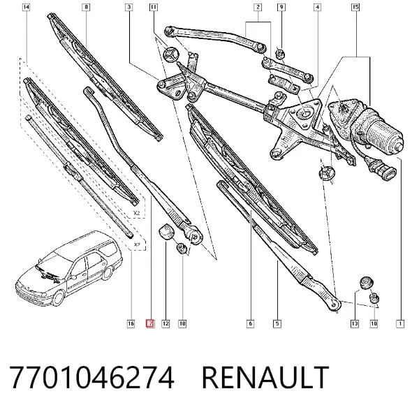 Поводок стеклоочистителя 7701046274 Renault (RVI)