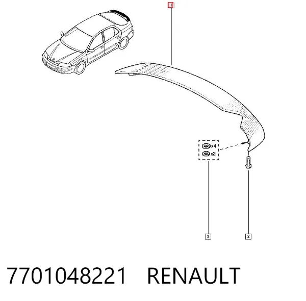 Спойлер крышки багажника 7701048221 Renault (RVI)