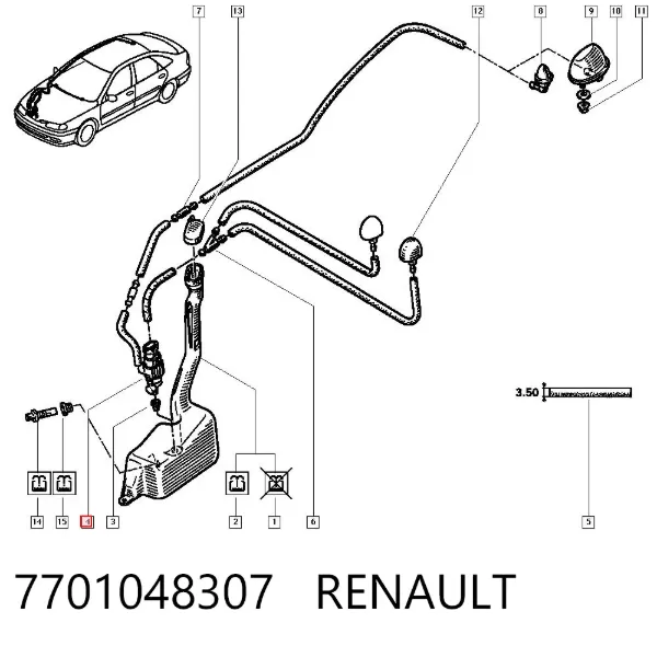 Насос-мотор омывателя стекла переднего/заднего 7701048307 Renault (RVI)