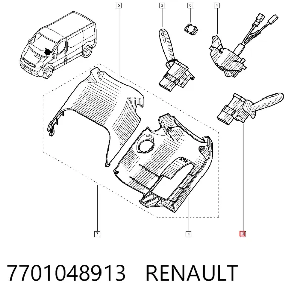 Левый подрулевой переключатель 7701048913 Renault (RVI)