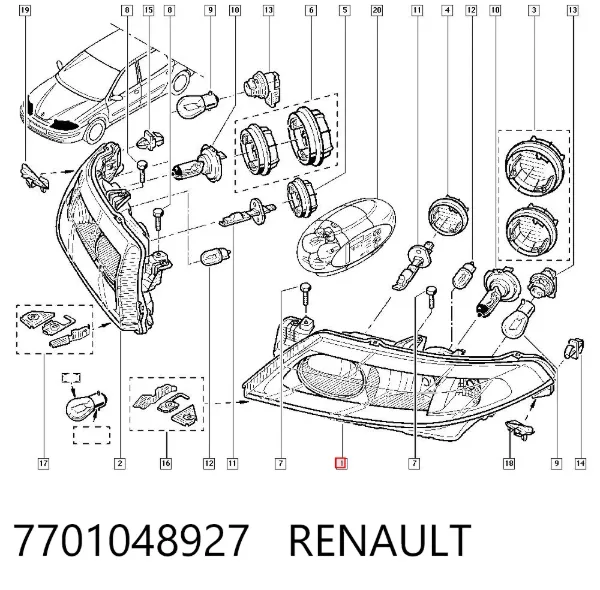 Левая фара 7701048927 Renault (RVI)