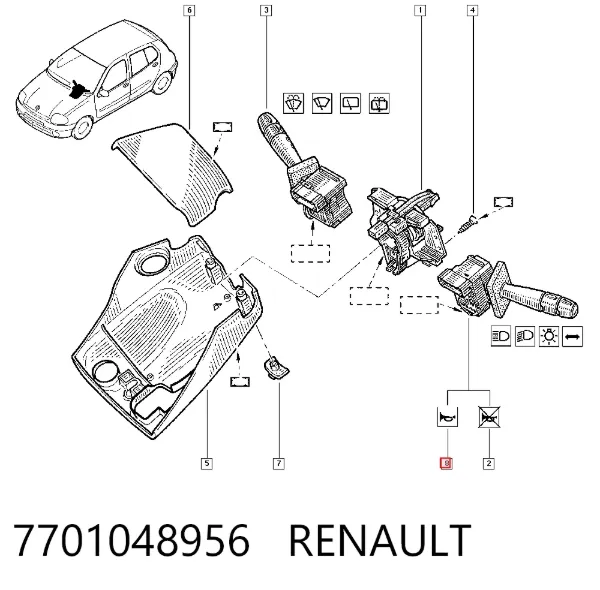 Левый подрулевой переключатель 7701048956 Renault (RVI)