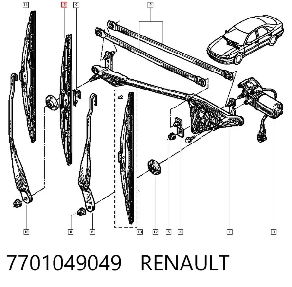 Щетка-дворник лобового стекла водительская 7701049049 Renault (RVI)
