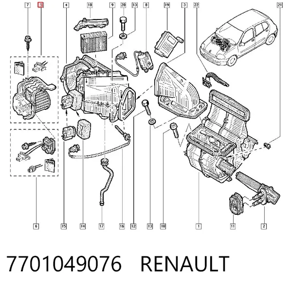 Вентилятор печки 7701049076 Renault (RVI)