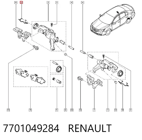 Пружинная защелка суппорта 7701049284 Renault (RVI)