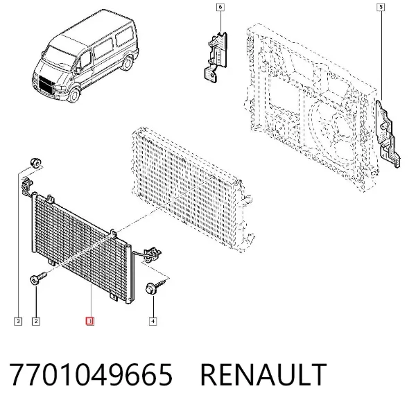 Радиатор кондиционера 7701049665 Renault (RVI)