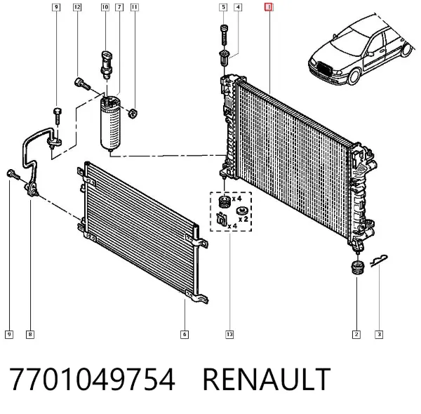 Радиатор 7701049754 Renault (RVI)