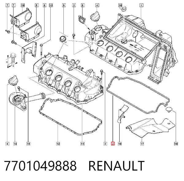 Прокладка клапанной крышки 7701049888 Renault (RVI)