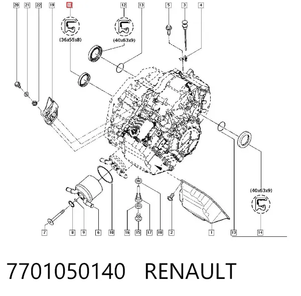 Сальник АКПП/КПП (входного/первичного вала) 7701050140 Renault (RVI)