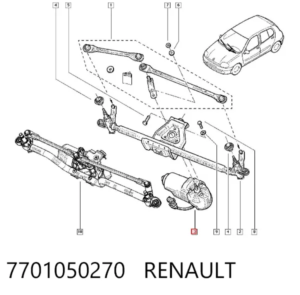 Мотор дворников 7701050270 Renault (RVI)