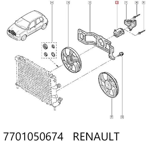 Мотор вентилятора системы охлаждения 7701050674 Renault (RVI)