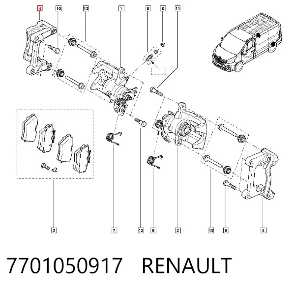 Скоба заднего суппорта 7701050917 Renault (RVI)