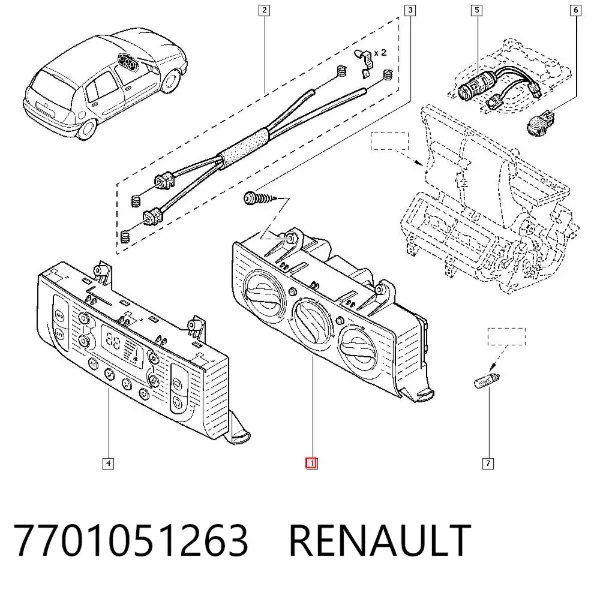 Блок управления кондиционером 7701051263 Renault (RVI)