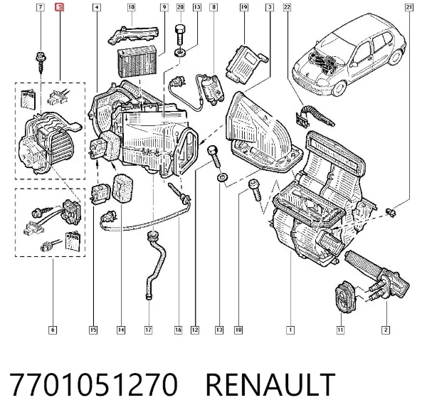 Вентилятор печки 7701051270 Renault (RVI)