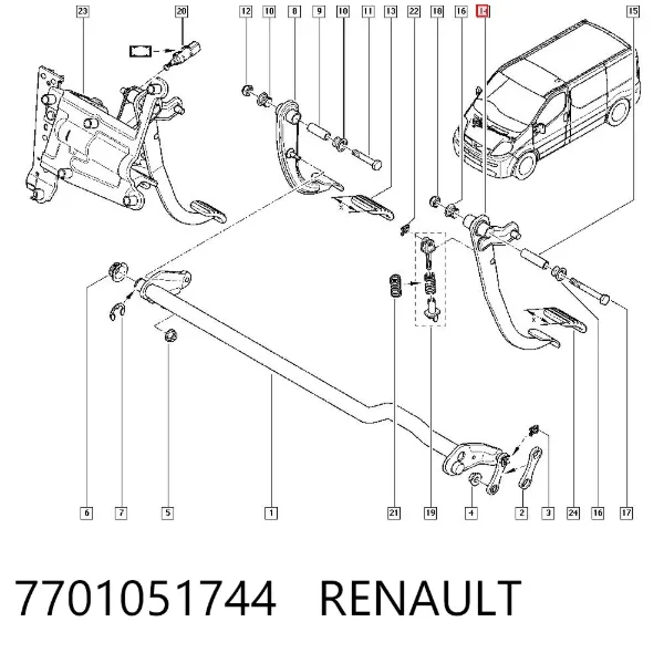 Педаль сцепления 7701051744 Renault (RVI)