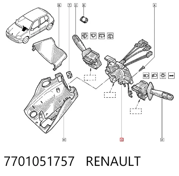 Переключатель подрулевой, центральная часть 7701051757 Renault (RVI)