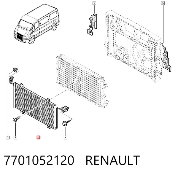 Радиатор кондиционера 7701052120 Renault (RVI)