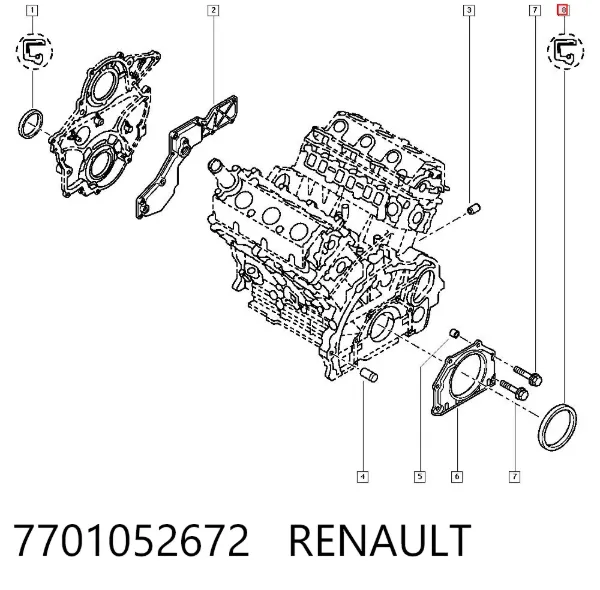 Сальник коленвала задний 7701052672 Renault (RVI)