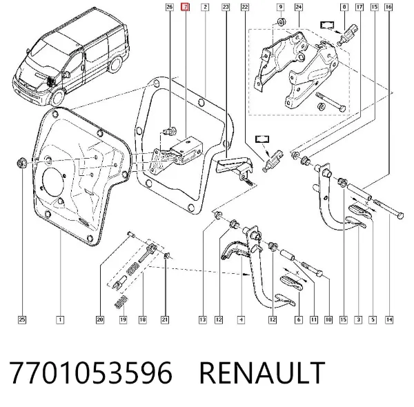 Кронштейн педалей, педальный узел 7701053596 Renault (RVI)