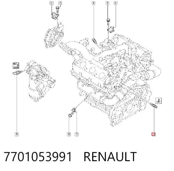 Датчик температуры охлаждающей жидкости 7701053991 Renault (RVI)