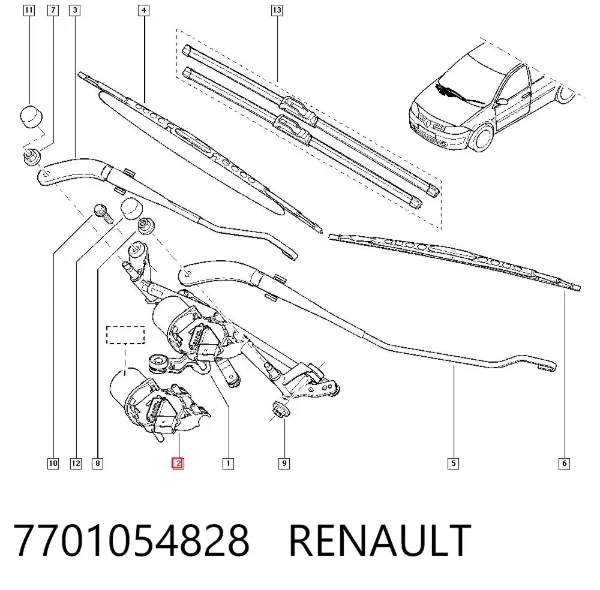 Мотор дворников 7701054828 Renault (RVI)