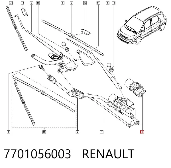 Мотор дворников 7701056003 Renault (RVI)