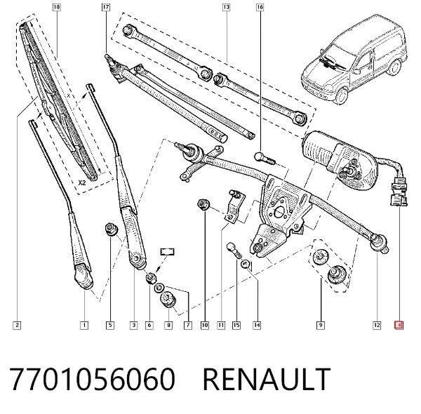Мотор дворников 7701056060 Renault (RVI)
