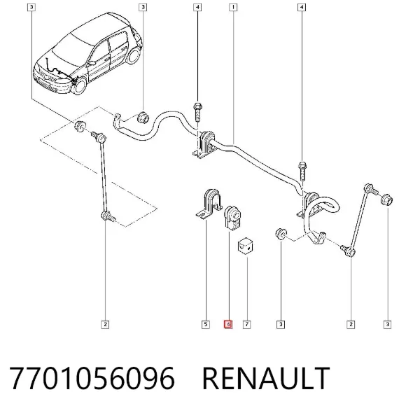 Втулка стабилизатора переднего 7701056096 Renault (RVI)
