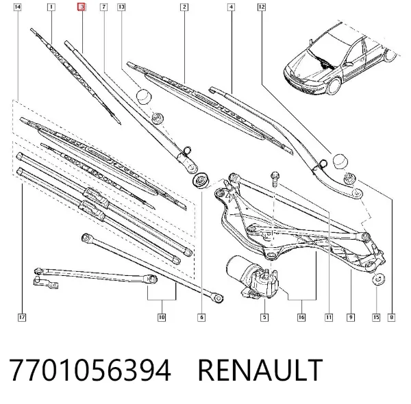 Поводок стеклоочистителя 7701056394 Renault (RVI)
