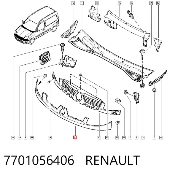 Решетка радиатора 7701056406 Renault (RVI)