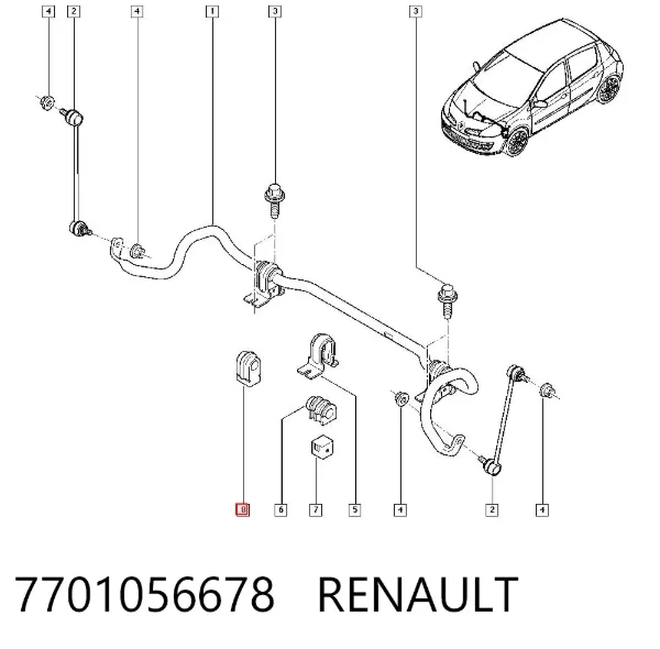 Втулка стабилизатора переднего 7701056678 Renault (RVI)