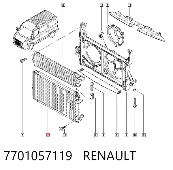 Радиатор 7701057119 Renault (RVI)