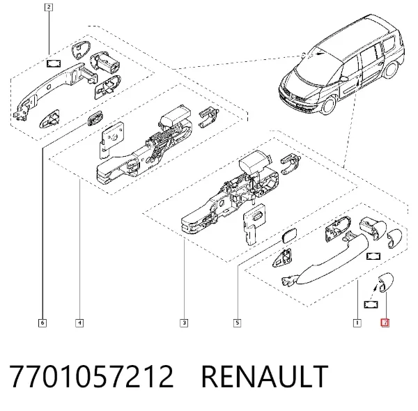 Крышка ручки наружной двери передней правой 7701057212 Renault (RVI)