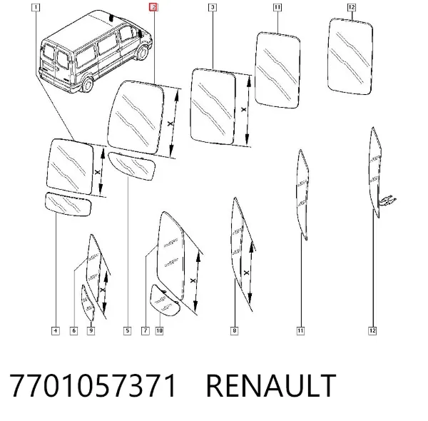 Стекло левого зеркала заднего вида 7701057371 Renault (RVI)