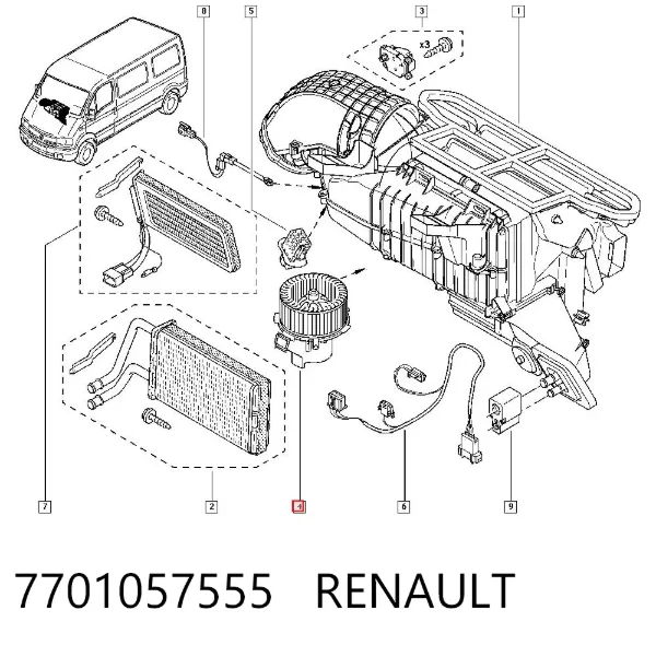 Вентилятор печки 7701057555 Renault (RVI)