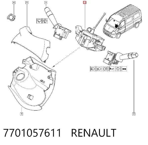 Переключатель подрулевой, центральная часть 7701057611 Renault (RVI)