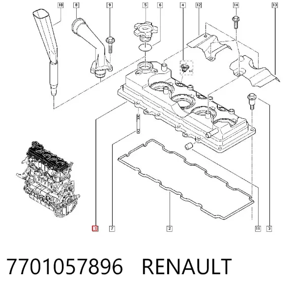 Клапанная крышка 7701057896 Renault (RVI)