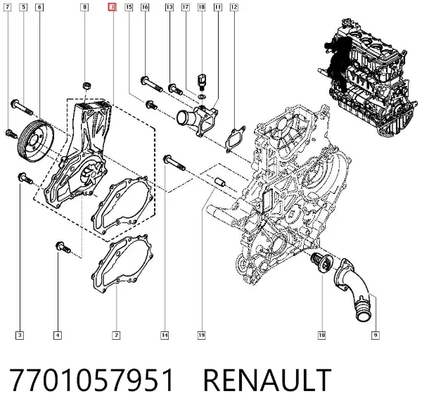 Помпа 7701057951 Renault (RVI)