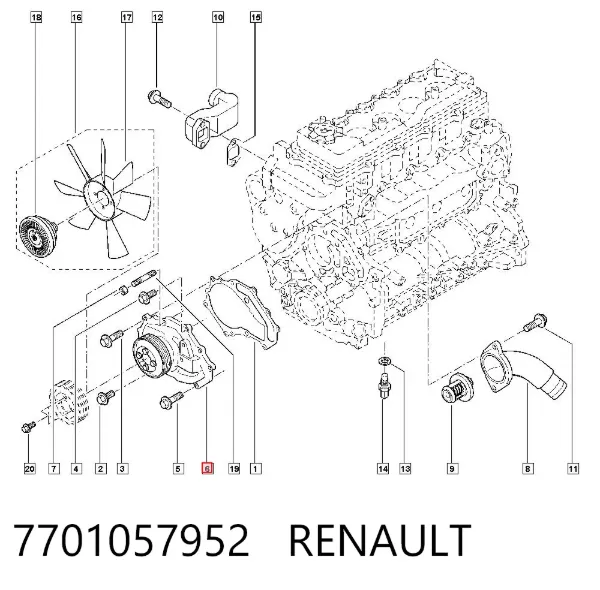 Помпа 7701057952 Renault (RVI)