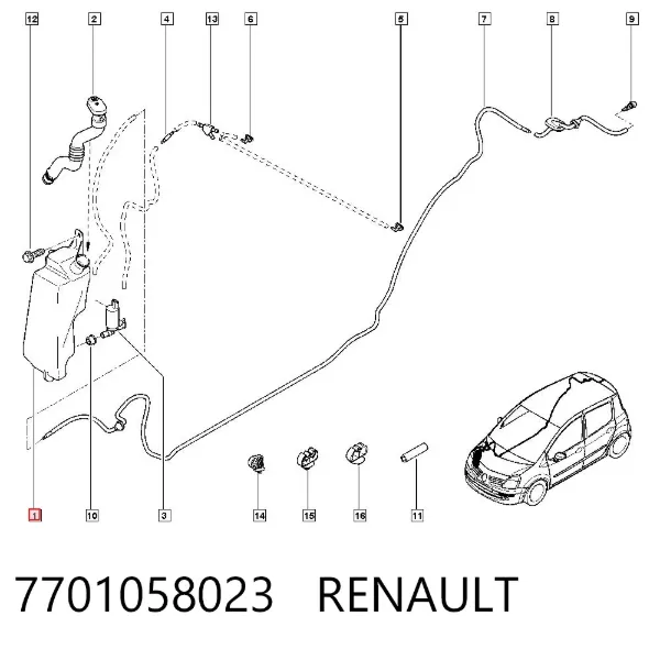Бачок омывателя 7701058023 Renault (RVI)