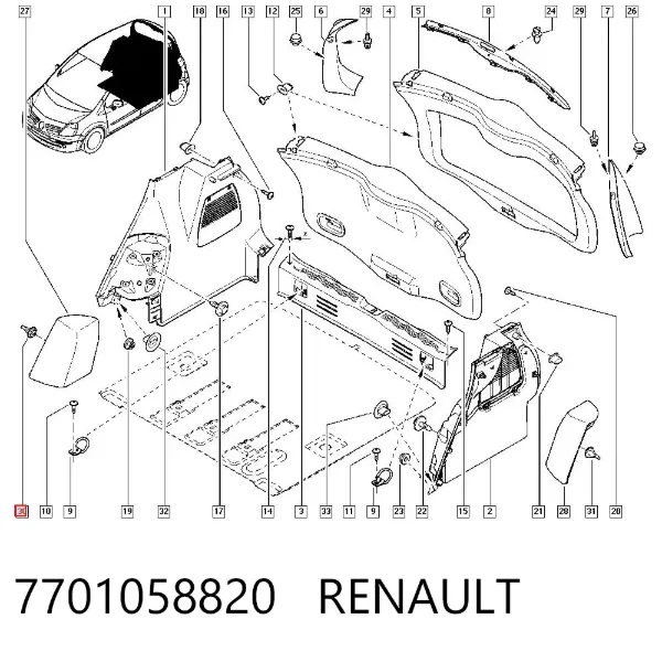 Пистон (клип) крепления обшивки крышки багажника 7701058820 Renault (RVI)