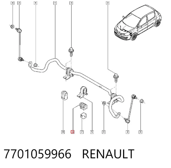Втулка стабилизатора переднего 7701059966 Renault (RVI)
