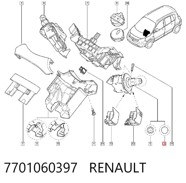 Левый подрулевой переключатель 7701060397 Renault (RVI)