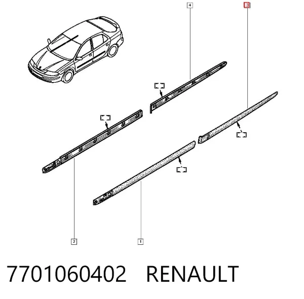 Молдинг задней левой двери 7701060402 Renault (RVI)