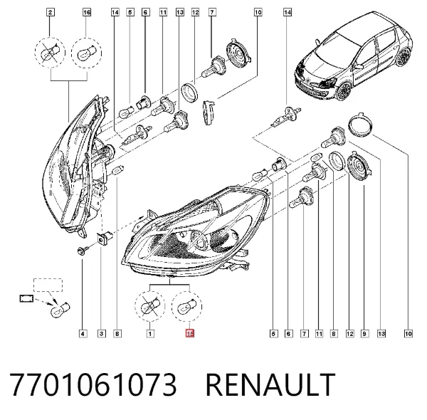 Левая фара 7701061073 Renault (RVI)