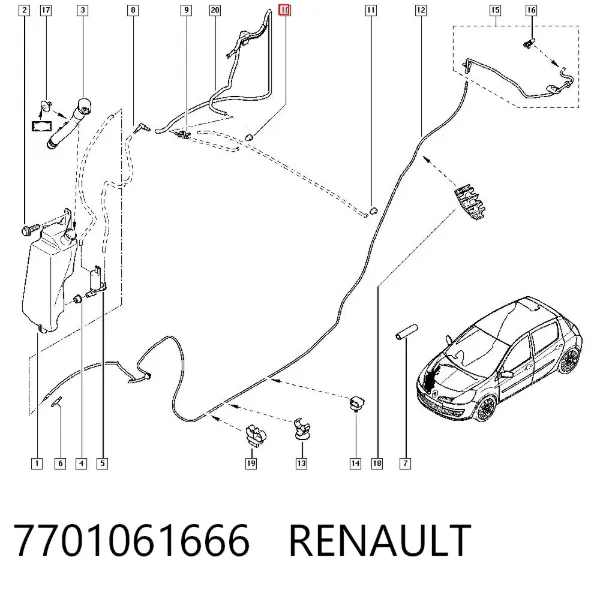 Форсунка омывателя 7701061666 Renault (RVI)