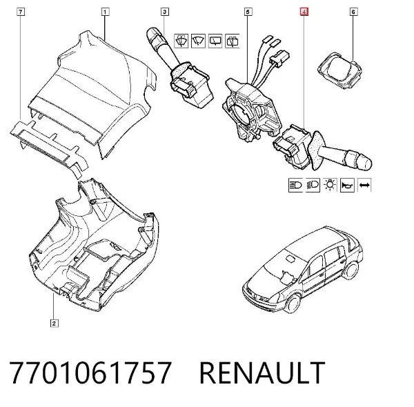 Левый подрулевой переключатель 7701061757 Renault (RVI)