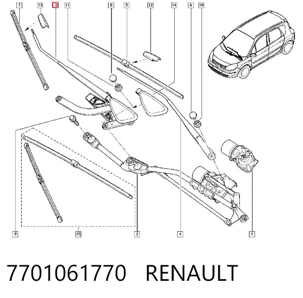 Поводок стеклоочистителя 7701061770 Renault (RVI)